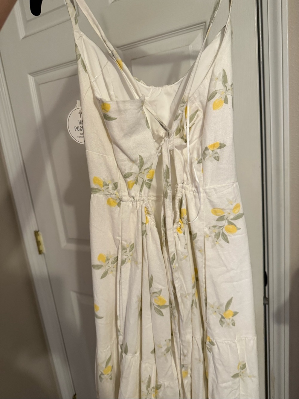 White Lemon Print Tiered Summer Maxi Dress - Picture 2 of 3